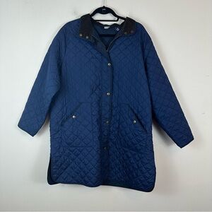 Lands’ End Blue Barn Jacket Women Packable Corduroy Collar Quilted Shell Coat 1X